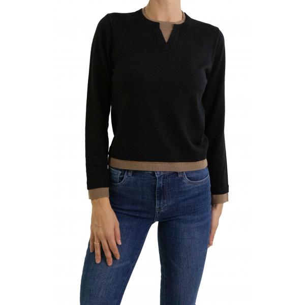 Maglione girocollo bicolore 